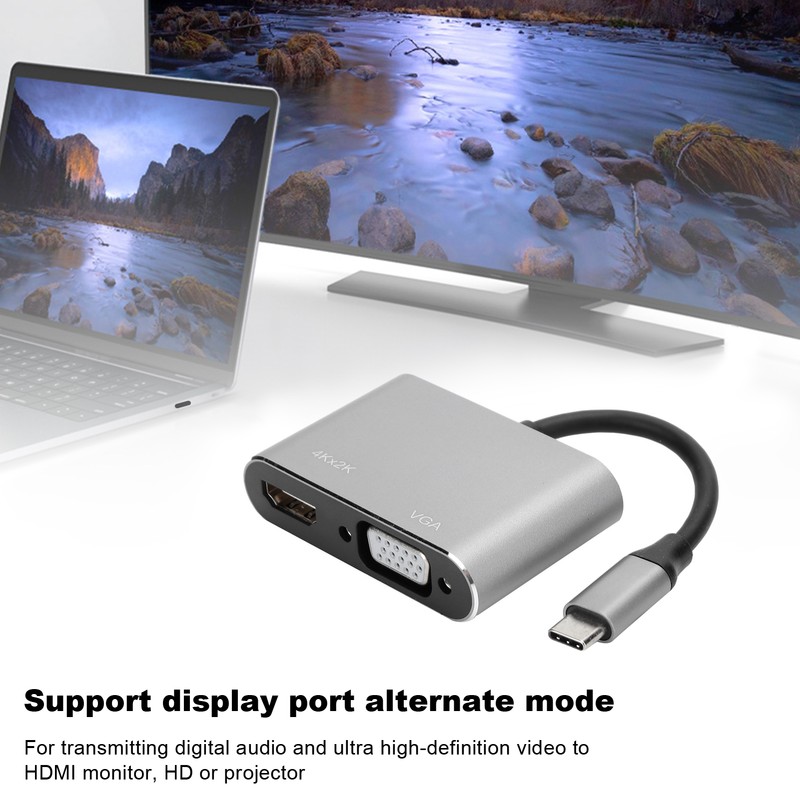 Adapter TypeC Hub to VGA HDMI DVI Displayport/3.1 Ethernet Converter