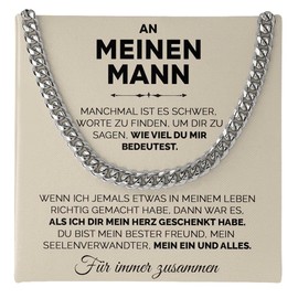 SOFIA FERRER Anniversary Gift For Him, Men's Necklace, I Love You Gifts For Men, Wedding Anniversary Gifts For Men, Stainless Steel Chain Men, Valentine's Day Gift For Him, Stainless Steel, No