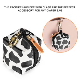 Baby Pacifier Case with Clip, Baby Pacifier Holder Pouch Box for Diaper Bag, Holds 2 Pacifiers for Travel Outdoor Activities, Small Baby Utensils,Black Stone