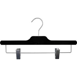 High-end Black Acrylic Bottom Hanger, 12 Pack Luxury Quality Pants Skirt Clothes Hangers with Adjustable Clips