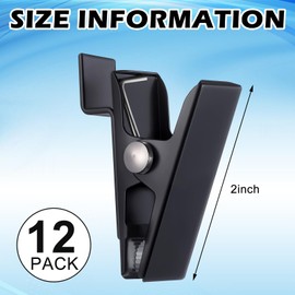 Zonon 12 Pack Black Metal Slatwall Clips 2 Inch Slatwall Accessories Garage Storage Clips Commercial Slat Wall Clip for Clothing, Accessories