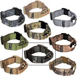 FDC Dog Tactical Collars with Handle Heavy Duty Training Military Army Width 1.5in Plastic Buckle TAG Hole Medium Large M, L, XL, XXL (M: Neck 12" - 14", Black)