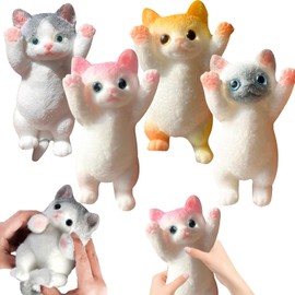 UptVin 4Pcs Squishy Katze, Squishy Cat Stressball Niedliches Squeeze Spielzeug Flexibles Quetschspielzeug Anti-Stress Kätzchen Spielzeug für Kinder und Erwachsene