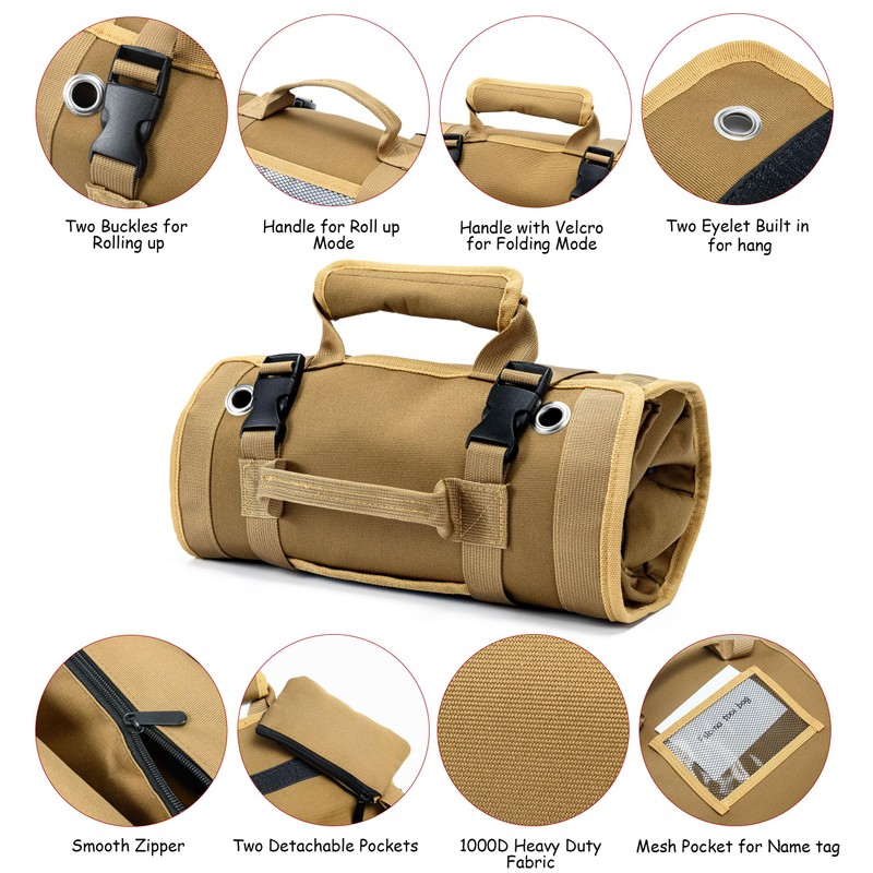 Fsiomo Tool Roll, Heavy Duty Tools Organizer, roll up tool