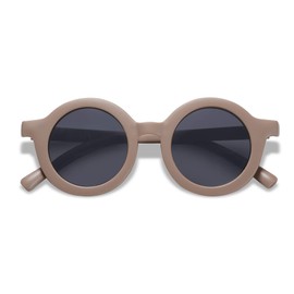 SOJOS SK5606 Children's Round Sunglasses for Boys and Girls, Cute Polarised Children's Sunglasses, UV400 Protection for Beach Holidays, c7 coffee frame/gray lens