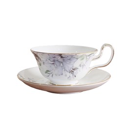 fanquare 8 oz Vintage Blue Lilac Porcelain Tea Cup and Saucer Set