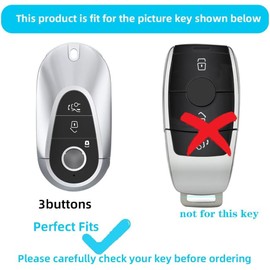 KULCSOK Key Fob Cover for Mercedes C Class S Class MB GLC EQS EQE 300 350 450 500 560 580 2020-2024 Key Cover Case Zinc Alloy Key Protector Key Fob Holder 3 Buttons C Silver
