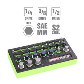 OEMTOOLS 23990 Allen Socket Set 26 Piece, Allen Wrench Socket Set SAE and Metric Sizes, Hex Socket Set Heat-Treated Alloy Steel, Hex Bit Set Rust-Resistant, Organized Allen Bit Set EVA Tray