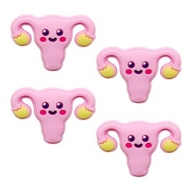 Newbloam Uterus Shoe Charms;Cute Cartoon Uterus Charms for Clog Shoes Decoration Women's Rights Feminist Shoes Charm for Kids Adults, PVC Shoe Charm Accessories Decoration Gifts 4 Pcs, Plastic, No