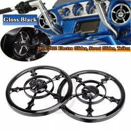 Unbranded 5-1/2" Gloss Black Speaker Grills Cover Trim for Harley Touring FLHT FLHX 14-22