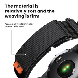 ANCOOL for Fenix 7X Watch Band/Fenix 3/6X/5X Watch Band 26mm Nylon Watch Band for Fenix 6X Pro/Tactix 7/Epix Pro 51mm(Black)