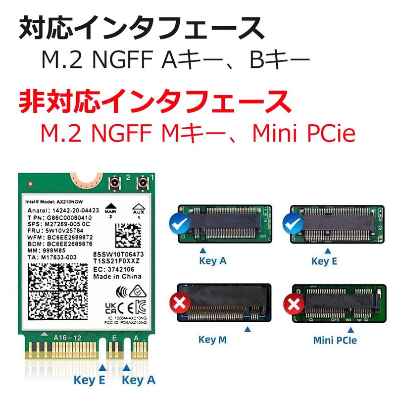 Intel Wi-Fi 6E AX210NGW Wireless LAN M.2 WiFi Wireless Card