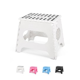 Dyforce Non-Slip Folding Step Stool - 11 inch Height Premium Heavy Duty Foldable Step Stool for Kids, Kitchen Garden Bathroom Camping Stepping Stool - White