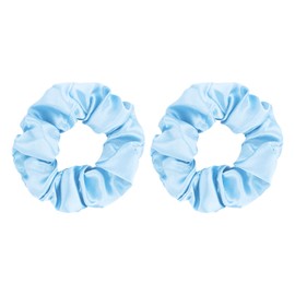 Satin Scrunchies 2 Pcs Hair Ties Scrunchies for Women Girls Hair Accessories Elastic Hair Ponytail Holder (Light Blue)