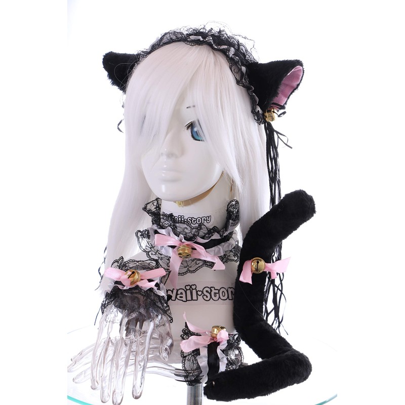 Kawaii-Story C-12-6 Black White Gothic Lolita Maid Cat Ears Headband