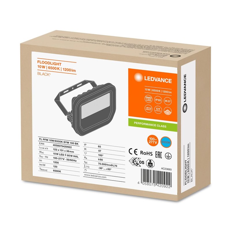 WatioWave LED Projector Black 10W 6500K 1200LM