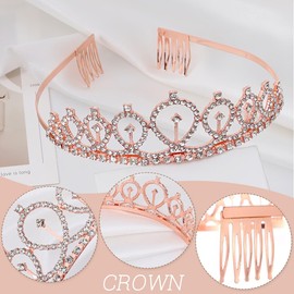 PLABBDPL Birthday Crown Birthday Sash Set, Birthday Crown Sash Women Birthday Queen Sash Tiara Crown for Happy Birthday Party Supplies, Favours, Decorations