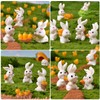 KEELYY Pack of 7 Mini Rabbit Figures Easter Decoration Resin