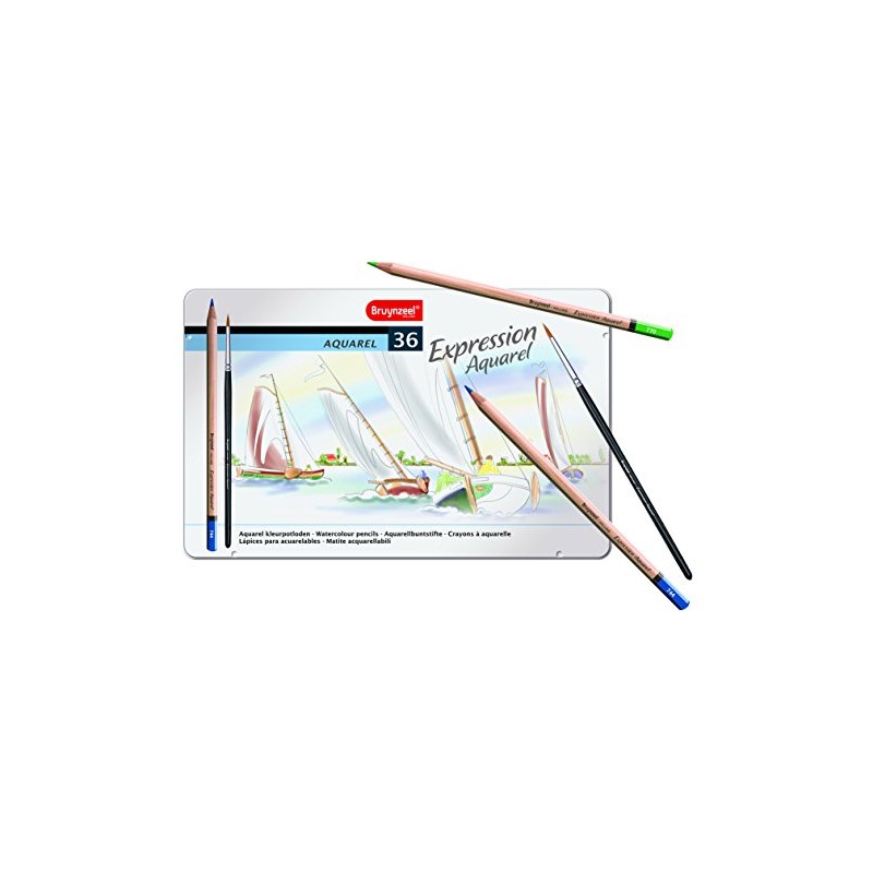 Bruynzeel Expression AQUAREL 36 Aquarellstifte Metall-Set mit Pinsel