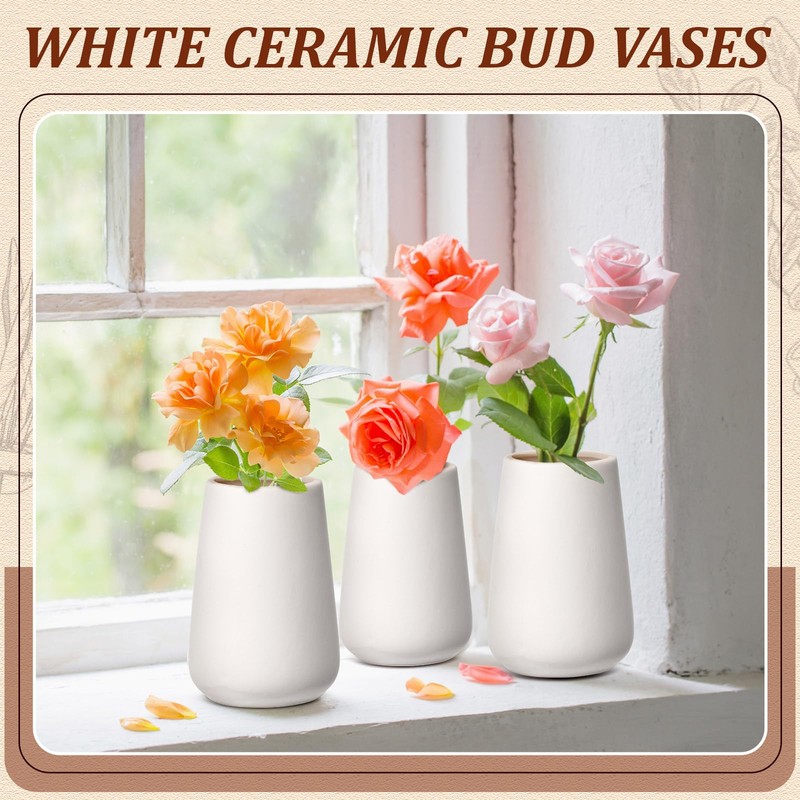 Tioncy 15 Pack White Ceramic Bud Vases Bulk Boho Small