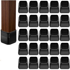 36pcs Square Chair Leg Floor Protectors, Felt Pads Chair Leg Protectors for Hardwood Floors, Silicone Chair Leg Cups Covers Felt Pads, Prevents Scratches & Reduce Noise, Black, X-Small