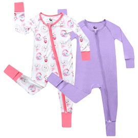 CubbieMoon 2-Pack Bamboo Viscose Baby Pajamas 0-24 Months - Bamboo Viscose Sleepers with Mitten and Feet Cuffs - Baby Sleeper