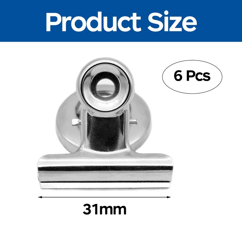 6 Pcs Magnetic Clips, 31mm Fridge Magnet Clips, Strong Heavy