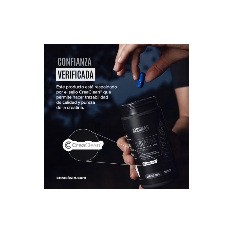Birdman Creatina Monohidratada Vegana 125 Cápsulas 25 Servs