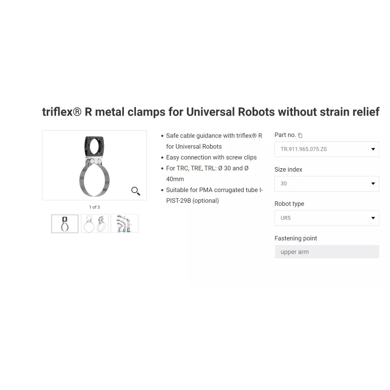 Universal Robots UR5 IGUS Triflex Cable Management Metal Clamp Upper