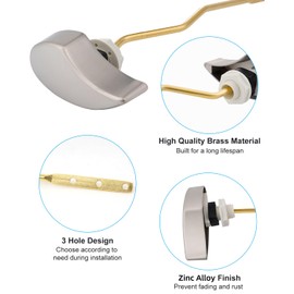 Hibbent Toilet Handle Tank Flush Lever Replacement Compatible with TOTO THU068#CP Trip Lvr for St743S, Side Mount Toilet Flush Handle, Toilet Trip Lever, Toilet Repair Handle, Brushed Nickel