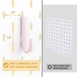 BFPeaky Pegboard J Hooks ONLY for IKEA Skadis Pegboard, Pink, Pegboard Accessories, Compatible with IKEA SKADIS Pegboard, 12 Pack