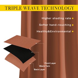 NICETOWN Blackout Burnt Orange Curtains 108 inch Long 2 Panels - Grommet Thermal Insulated Window Treatments Solid Panels for Living Room/Bedroom, W52 x L108