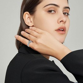 Luyona - Anillo de ágata de musgo natural de plata de ley 925 con ágata de musgo verde, Talla 5, Gema, Ágata