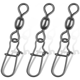 JSHANMEI 50 Pieces Fishing Swivels with Duo-Lock Snap Lock Black Nickel High Strength Fishing Line Accessories 26-70lbs (4#)