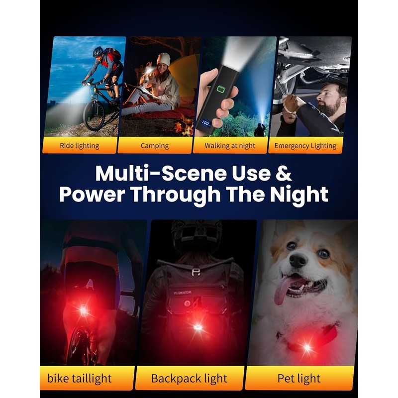 Bicycle Light Waterproof Bike Lamp Type-C Charging MTB Road Cycling