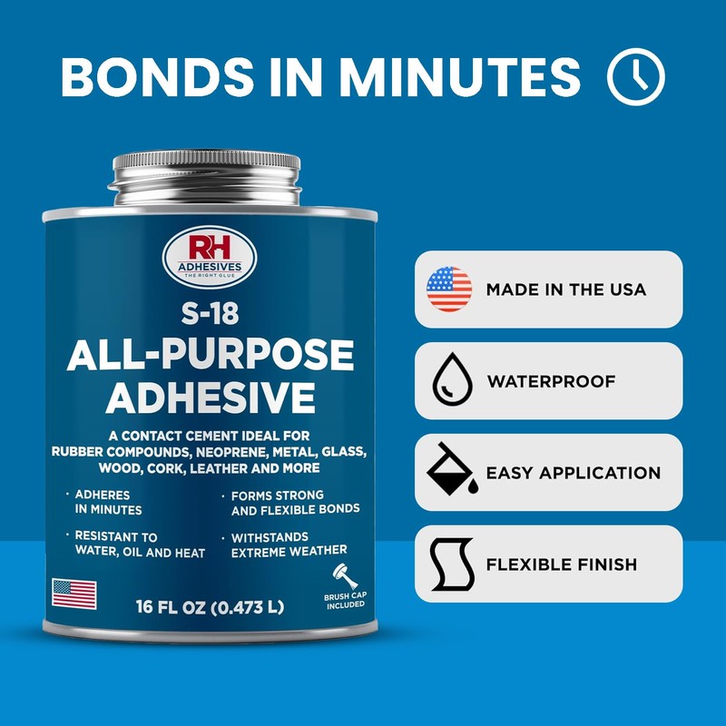 S-18 All-Purpose Adhesive, 16 oz. can - Multi-Purpose, Rubber, Metal,