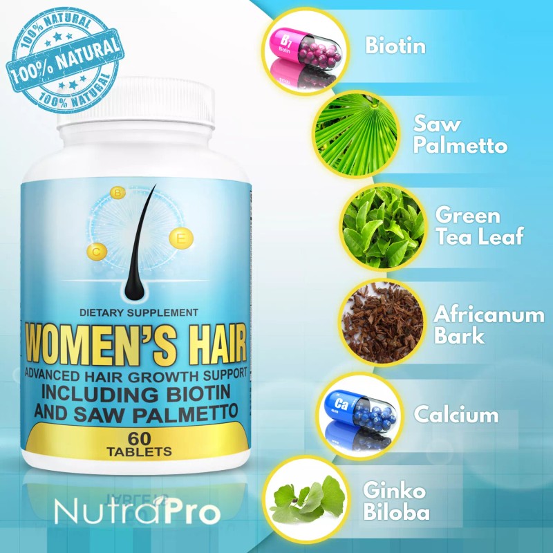 NutraPro Advanced Women's Hair Growth Vitamins Dietary Supplement Biotin &