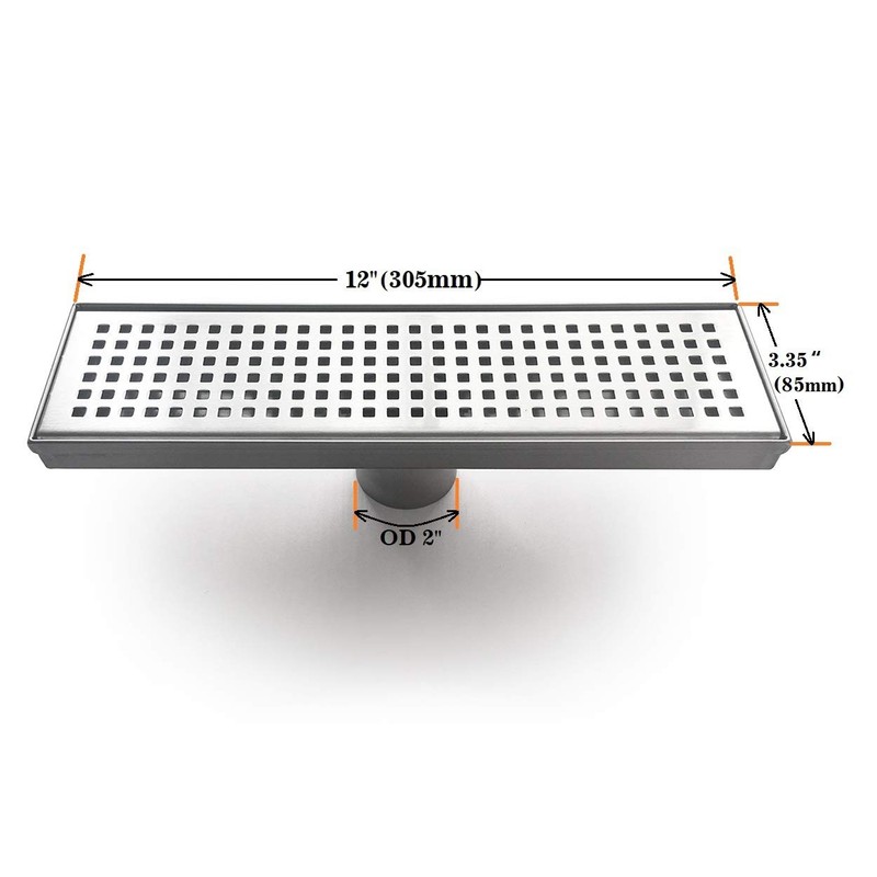 Neodrain 12-Inch Linear Shower Drain with Removable Grate, Professional Brushed