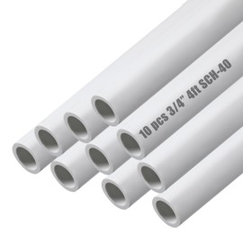 Sasylvia 10 Pcs Length PVC Pipe White DIY PVC Projects Sch40 Furniture Grade PVC Pipe for Home, Greenhouse, Garden, Farm, Workshop (3/4 Inch,4 Ft)