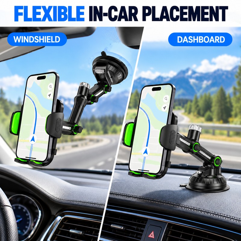 Suction Cup Car Phone Holder for Windshield & Dashboard –