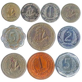 10 Old Coins from East Caribbean States (OECS). Collectible Coins Dollar, Cents. Perfect Choice for Your Coin Bank, Coin Holders and Coin Album