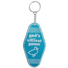 iMagitek God's Silliest Goose Keychain Funny Keyring Gag Novelty Gift for Women Men Girls Boys