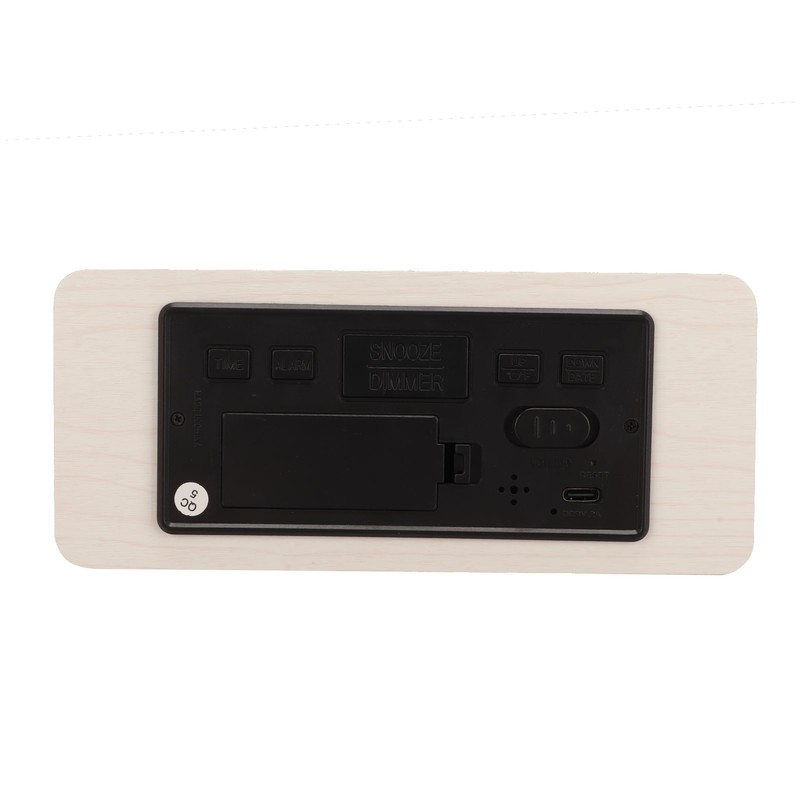 Digital Wooden Alarm Clock Wireless Charging Weekend Mode Dual Alarm