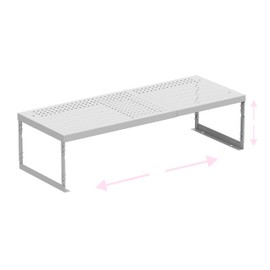 Asiingkel Stackable Expandable Metal Shelf Organizer - Adjustable Wire Storage Rack with Holes for Kitchen, Bathroom, Cabinet, Office - Space Saving, Durable & Sturdy Design（1PACK/Large/White