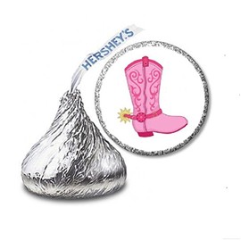 JS&B Enterprises 216 Pink Cowgirl Boots Labels/Stickers for Hershey's Kisses Candies - Party Favors