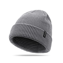 Zylioo 25.5" Waffle Knit Beanie Hat for Men Women Extra Large Winter Warm Knitted Hats Cuffed Skull Watch Cap Gray