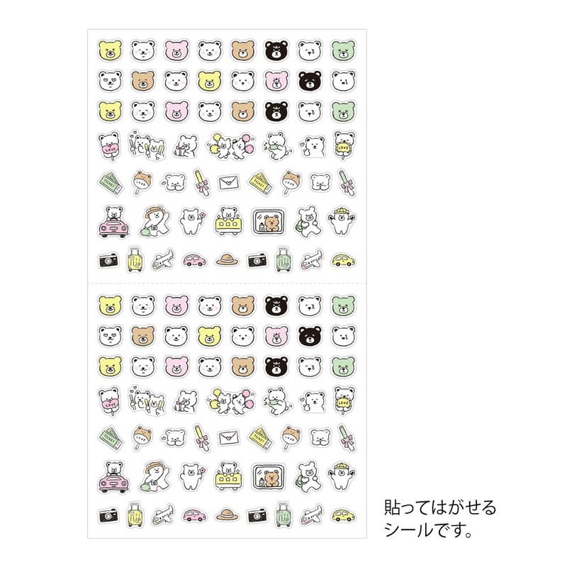 Midori 82685006 82686006 Notebook Sticker Emoji Cat Pattern + Bear