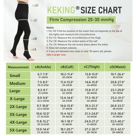KEKING Medical Compression Pantyhose for Women & Men, Comfort 20-30 mmHg Graduated Compression Support Stockings, Open Toe Compression Tights for Varicose Veins, Edema, Flight, Black XL