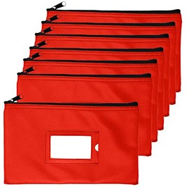 Money Bank Deposit Bag with Zipper | 11x6 inch | Red | Durable Leatherette Money Cash Coin Check Wallet Pouch for Men & Women with Framed ID Window and Blank Card | by GIDABRAND (7)