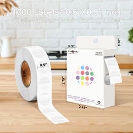 PARLAIM 1/2 Round Permanent Adhesive Color-Code Dot Stickers, 1000 Stickers Roll Dot Labels Dispenser Box Green Circle Labels Transparent